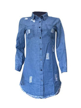 Indiebeautie Distressed Denim Shirt Dress